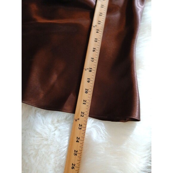 VTG David's Bridal Women's Size 10 Chocolate Satin Draped Neck Sleeveless Blouse - Picture 9 of 9